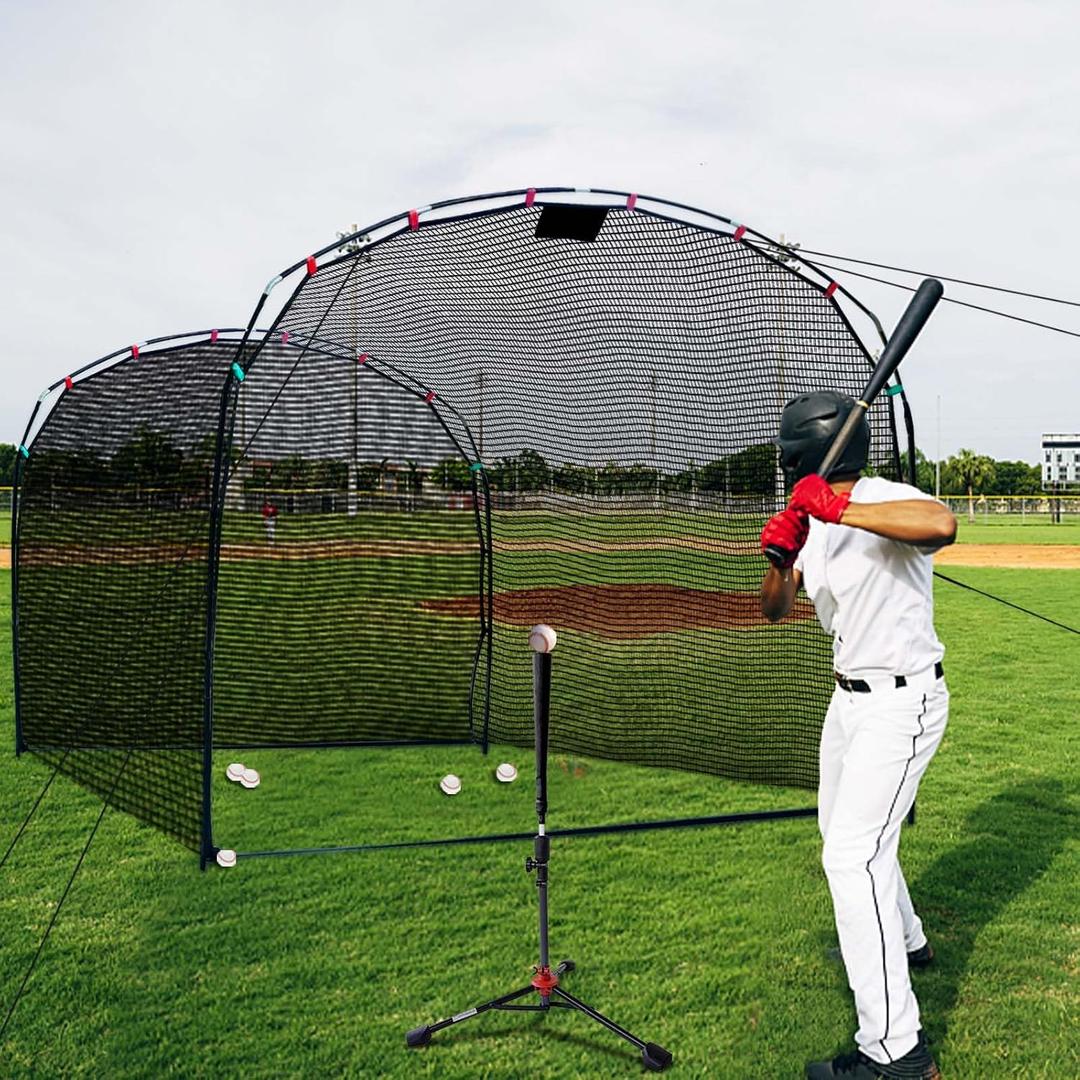 Baseball Batting Cage for Backyard: 10X8FT Portable Hitting Net for Youth, L-Shaped Practice Net with Carry Bag for Teens