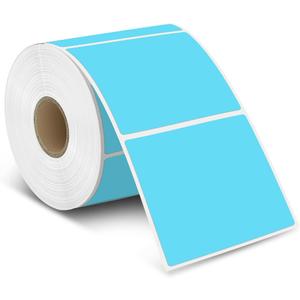iEager Blue Square Thermal Label Stickers, 3" x 3" Self-Adhesive Square Direct Thermal Labels with Perforation Line, 500 Sheets/Roll