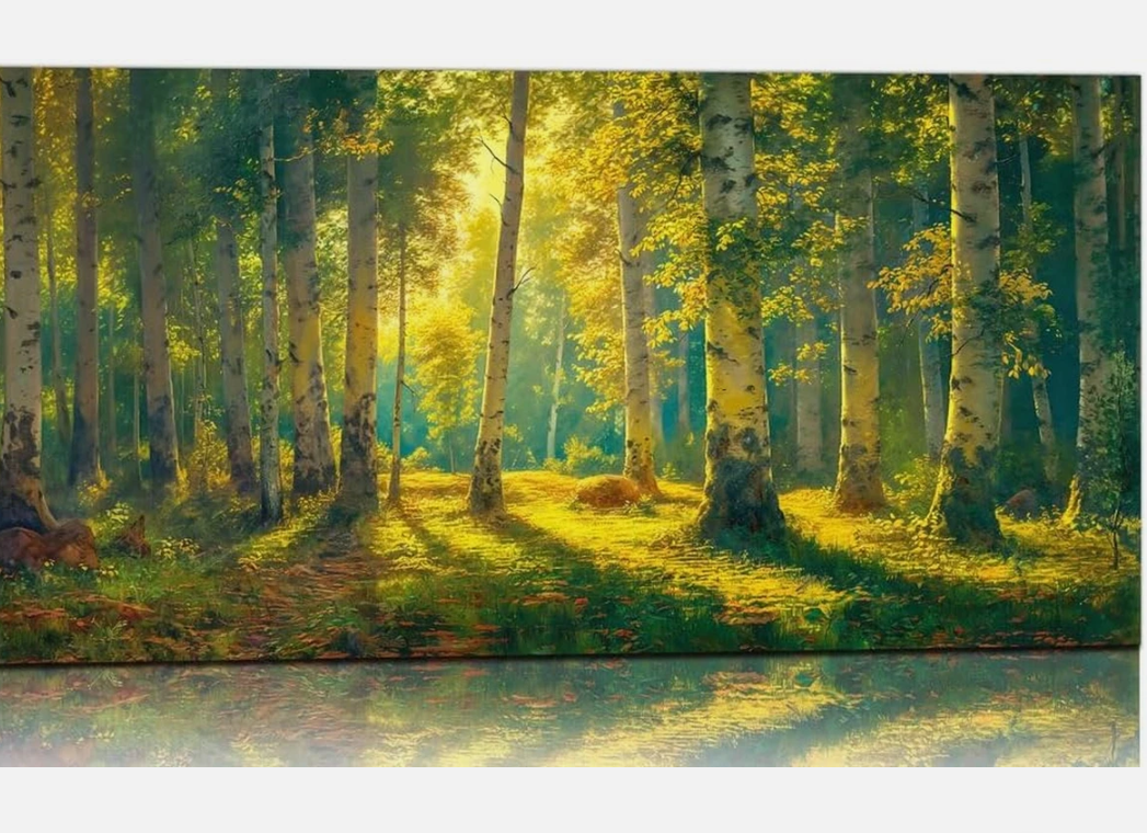 Forest Wall Art Green Nature Canvas Pictures White Birch Tree Painting for Living Room Spring Scenery Art Prints Decor Modern Mountain Landscape Artwork for Bedroom Dinning Room Home Office Decorations 20x40inch