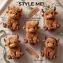Highland Cow Plush - 8 Inch Ultra-Soft Highland Cow Stuffed Animal, Squishy Sitting Scottish Cattle Stuffy, Desk Decor & Highland Cow Gifts for Kids, Teens & Adults