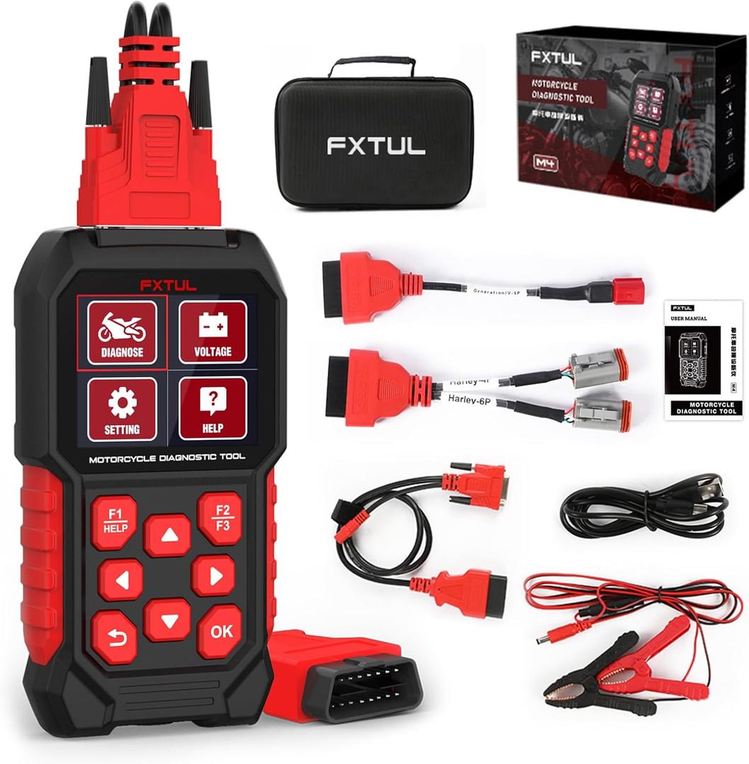 Motorcycle Diagnostic Tool,Motorcycle Scan Tool,Motorcycle Code Reader,M4 Motorcycle Diagnostic Measurement Tool with AFV Reset,Idle Speed Adjustment,ABS Service Procedure,Compatible for Harley-4P/6P