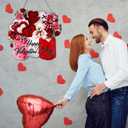 2 x Happy Valentine's Day Sign Happy Valentine's Day Door Sign Wooden Farmhouse Home Sign Welcome Sign with Bear Heat Rose for Porch Farmhouse Happy Valentine's Day Front Door Outdoor Home Decor (a)