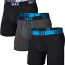 SAXX Underwear Co. Men's Core Performance Mesh Boxer Brief with Fly, Pouch, 3-pack (Black/Graphite/Athletic) Small