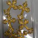 SUNNYCLUE 1 Box 10Pcs Gold Cross Charms Bulk Easter Holiday Big Gothic Cross Charm Gold Rosary Large Alloy Rhinestone Crystal Center Crosses Dangle Charm for Jewelry Making Charms DIY Necklace Earring