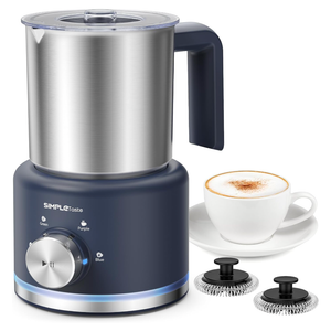 SIMPLETASTE Milk Frother, 4 in 1 Electric Milk Steamer, 16.91oz/500ml Automatic Warm and Cold Foam Frother for Coffee, Latte, Macchiato, Cappuccino, Hot Chocolate, Easy to Clean