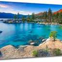TKGOBI53JY Canvas Framed Wall Art Lake Tahoe Print Pictures Poster Paintings for Bedroom Office Living Room Large Size Artwork Modern 20x40 inch