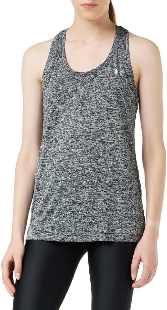 Under Armour Women's Tech Twist Tank Top (Medium, Black/ Metallic Silver)