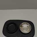 GORILLA GRIP Feeding Mat Set, Patent Pending 100% Waterproof BPA Free Silicone, Stainless Steel Cat and Dog Bowls, Slip Resistant, 1 Black mat/tray with 2 stainless steel bowls