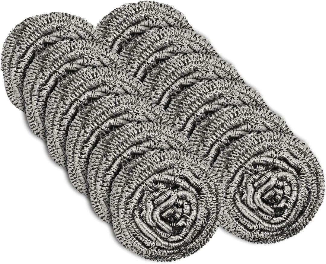 12 Pack Stainless Steel Scourers by Scrub It  Steel Wool Scrubber Pad Used for Dishes, Pots, Pans, and Ovens. Easy scouring for Tough Kitchen Cleaning.