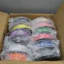12 Pack PLA 3D Printer Filament, Dimensional Accuracy +/- 0.02 mm, 1kg Spool (2.2lbs), 1.75 mm，Black White Grey Red Green Yellow Purple Skin Blue Pink Orange Silver，12 Colors