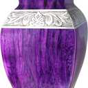 Urn for Ashes for Women & Men, Cremation Urns for Human Ashes Adult Female & Male, Funeral Decorative Urns for Burial, Square Model, Hand Engraving, Purple Urn - Large Full Size