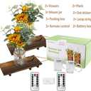 OurWarm Sunflower Wall Sconces Set of Two, Mason Jar Sconces Farmhouse Wall Decor Comes with Remote Control and Warm Toned LED Lights, Rustic Sunflower Decor for Home Kitchen Dining Room Living Room
