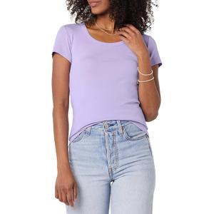Amazon Essentials Women's Slim-Fit Cap-Sleeve Scoop Neck T-Shirt, Pack of 1, Size M