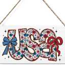 Bow 4th of July Decor Patriotic Decor Front Door Sign for Memorial Day Independence Day Office Home Porch Bedroom Outdoor Wall Hanging Decoration