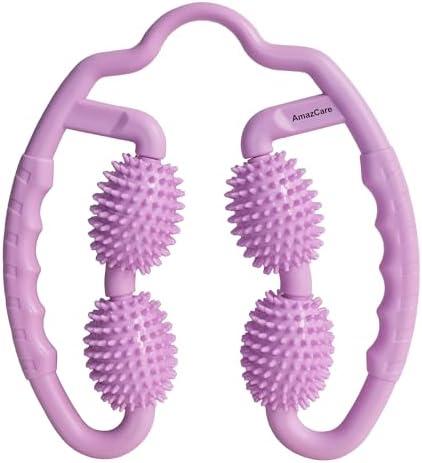 Cellulite Massage Tool Leg Roller. Lymphatic Drainage Massager Muscle Roller with Spiky Balls for Thigh Calf Arm Back Buttock. Fascia Blaster for Circulation Deep Tissue Pain Relief Recovery (Purple)