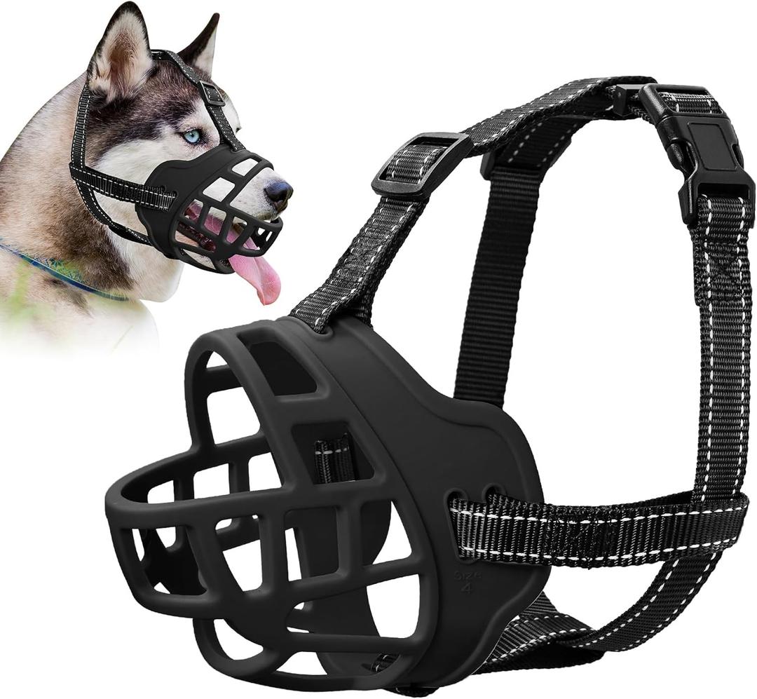 ODRIEW Dog Muzzle for Large Sized Dog - Medium Sized Dogs, Small Basket Muzzle to Prevent Biting - for Barking, Breathable, Allows Panting Drinking, Suitable for Grooming Training. (2, Black)