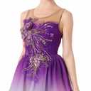 AFAVOM Women Figure Skating Dress Sequin Flower Mesh Ice Skating Dress Ballet Lyrical Dance Leotards for Competition Costume (Small, Purple)