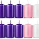 Amylove 10 Pcs 2 x 3 Inch Advent Pillar Candles Set Pink Purple Christmas Unscented Lasting Burning Church Candles for Advent Wreath Holiday Gifting