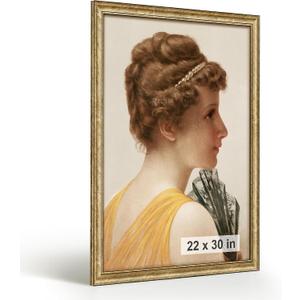 HLiWEGNS Antique Gold 22x30 Frame Poster Frame with Aged Gold Finish Picture Frame for 22 x 30 Artwork, Canvas Prints, Puzzles, and Wall Decor