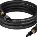 Keepro Rubber Air Hose, Durable Air Compressor Hose 3/8 Inch ID By 10 Feet Long with Swivel Universal Aluminium Quick Coupler and Plug, 300 PSI Maximum Pressure, Black