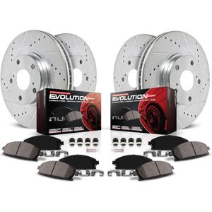 PowerStop Front and Rear Brake Kit For Toyota RAV4 Prime 2021-24 | Toyota Sienna 2021-24 - Drilled and Slotted Disc Rotors with Ceramic Brake Pads Replacement, K8736