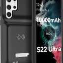 NEWDERY for Galaxy S22 Ultra Battery Case 10000mAh, Qi Wireless Charging & Fast Charging Supported, Powerful Rechargeable Charger Cover for Samsung S22 Ultra 5G-6.8" Black