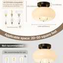 Yunnix Semi Flush Mount Ceiling Light, Black Light Fixture, Mid-Century Modern Farmhouse Milk Glass Small Light Fixtures for Hallway, Bathroom, Kitchen, Bedroom, Living Room, Closet(8.66 Inch)