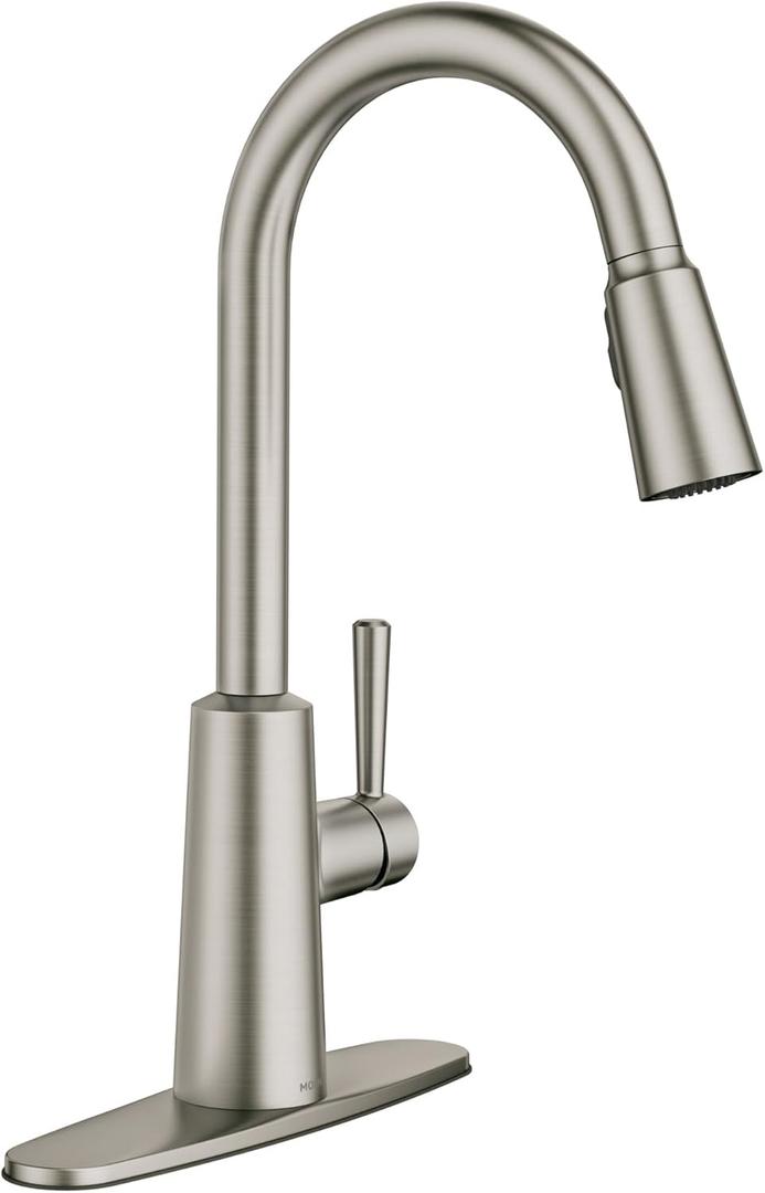 Moen Riley Spot Resist Stainless One-Handle Modern Pulldown Kitchen Faucet Featuring Power Clean and Reflex Docking System for the Spray Head, 7402SRS