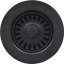 3-1/2 Inch Polymer Black Sink Drain Assembly with Basket Strainer and Stopper for Quartz, Granite or Fireclay Kitchen Sinks