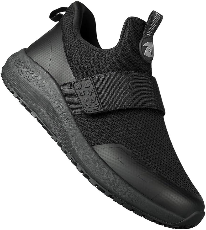 Slip Resistant Work Shoes for Men, Black Zapatos de Trabajo para Hombres, Non Slip Comfortable Lightweight Food Service Chef Sneakers in Kitchen Restaurant, Medium or Wide, US 6.5-14 (Black)