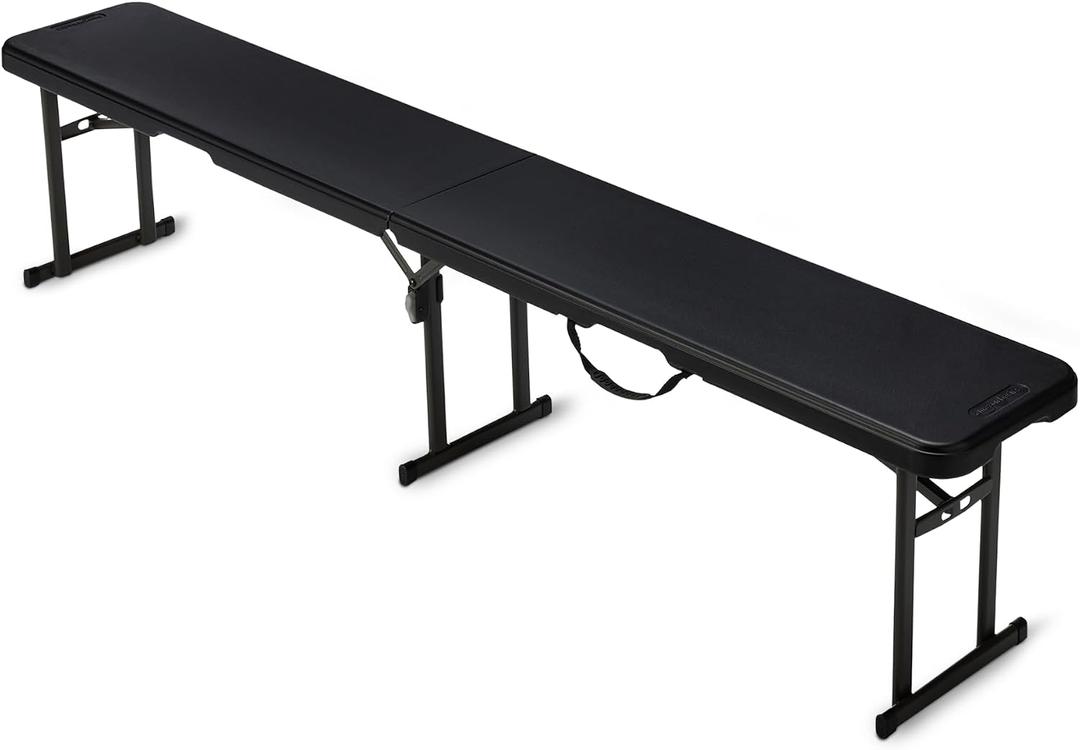Amazon Basics 6ft Folding Bench for Indoor & Outdoor Use with Carrying Handle, Black, Large