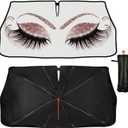 Socira Gorgeous Eyelash Car Windshield Sun Shade Umbrella Foldable Sunshade for Front Window Auto Windshield Sunshade Protect from Sun Rays Heat 57'' X 30'' Fits Most Cars Trucks & Suvs