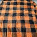 PAVILIA Black and Orange Buffalo Plaid Fleece Throw Blanket for Couch, Soft Halloween Flannel Blanket for Sofa, Orange Checkered Plaid Fall Couch Throw, Warm Cozy Fall Bed Blanket Decor Gift, 50x60