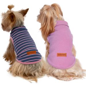 2 Pack Dog Sweater Clothes Soft Velvet Fabric Coat Dog Sweatshirt Sweaters for Small Medium Large Dogs Pullover Turtleneck Pet Puppy Clothes Cold Weather Warm Puppy Sweater S (Back: 11.02",Chest: 14.17", 3-8 lbs), Navy Stripe+Purple)