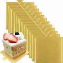 Mini Cake Boards,100 Pcs Food-Graded Cake Base, Mousse Cake Base Square Paper Cupcake Dessert Displays Base for Baking Dessert Party Wedding Birthday,9 * 8.4 cm (Gold)