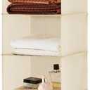 MAX Houser 6 Tier Shelf Hanging Closet Organizer, Cloth Hanging Shelf with 2 Sturdy Hooks for Storage, Foldable (Beige)