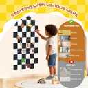 Magnetic Wall Decal Chalkboard, 24" x 40" Arch Peel & Stick Felt Magnetic Board, Wall-Safe Removable Reusable, Black & White Checkered Playroom Home Office Decor