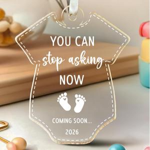Christmas Baby Pregnancy Announcement Ornament - Pregnancy Announcement Gifts for Grandparents, Husband, Family, Aunt, Friend - Expecting Baby Coming Soon 2026 Ornament Decoration (You Can Stop Asking Now Baby Announcement)
