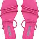 GORGLITTER Women's Cute Strappy Sandals Flat Sandals Toe Ring Summer Slide Sandal Slip on Flip Flops Vacation Trendy Sandals 2025 Light Hot Pink 7.5 (Pink)