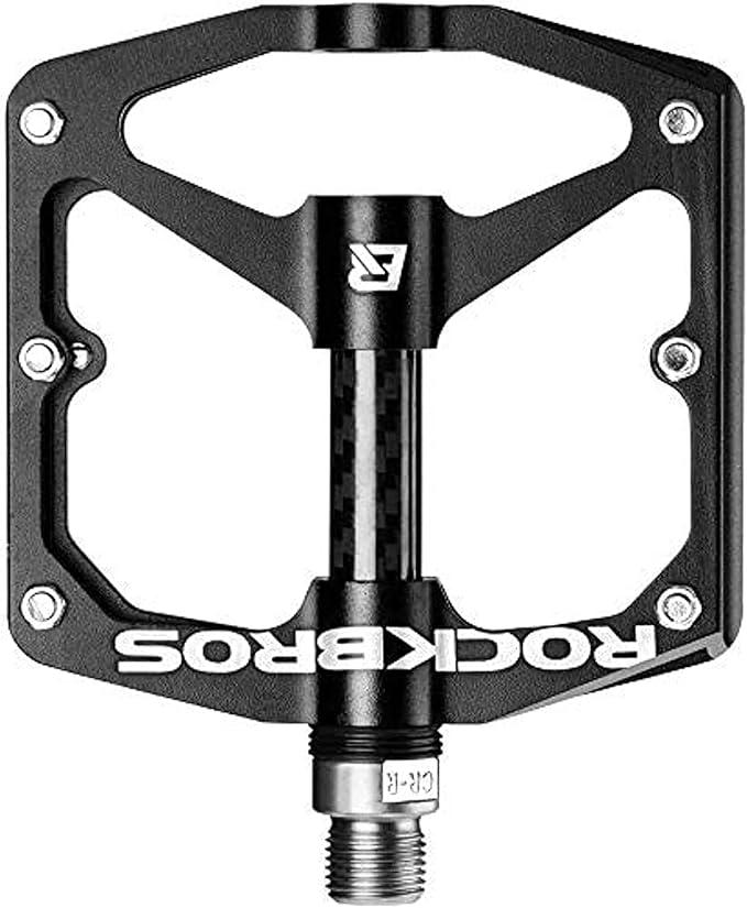 Rock BROS Mountain Bike Pedals Flat Bicycle Pedals 9/16 Lightweight Road Bike Pedals Carbon Fiber Sealed Bearing Flat Pedals for MTB