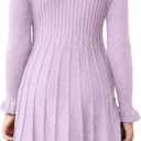 Little Girls Knit Sweater Dress Long Sleeve Ribbed Ruffle Dress Kids Pullover Dresses (10-12 Years, 01 Purple)