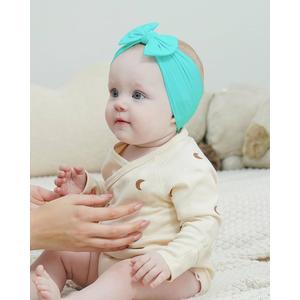 Only 20Pcs Baby Nylon Headbands Hairbands with Bows Elastics Handmade Hair Accessories Stretchy Headband Jacquard Design for Newborn Infant Baby Girls Toddlers Kids