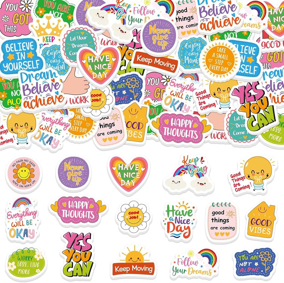300Pcs Motivational Foam Stickers, Self-Adhesive Inspirational Quotes Sticker Positive Affirmation Foam Stickers for Home School Classroom DIY Art Craft Parents Teachers Reward Sticker