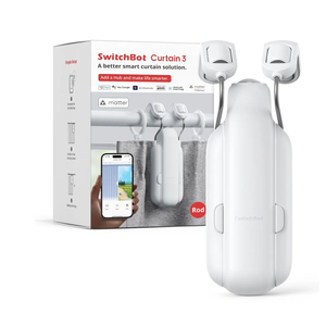 SwitchBot Automatic Curtain Opener - Bluetooth Remote Control Smart Curtain With App/Timer, Upgraded High-Performance Motor, Add SwitchBot Hub To Work With Alexa, Google Home, HomeKit (Curtain 3, Rod)