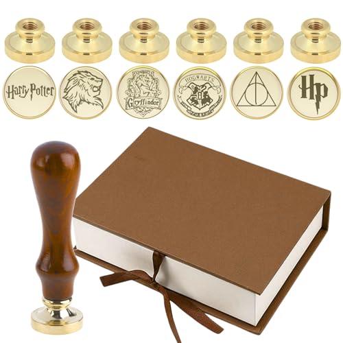 Sealing Wax Stamp Kit - Vintage Envelope Seal Press Heads and Hand for Adults Sealing Set with Vintage Wooden Handle Seal Wax Stamp for Craft and Gift