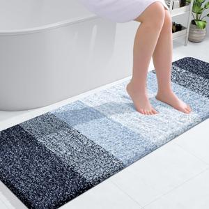 OLANLY Bathroom Runner Rugs Mat 59x20, Extra Soft Absorbent Microfiber Bath Rugs, Rubber Backing, Quick Dry, Washable Long Bath Mats for Bathroom, Tub and Shower, Home Decor Accessories, Navy Blue