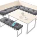 4 Piece Breakfast Nook Cushions Kitchen Corner Nook Cushion Set Shredded Foam Support 3 inch Thick Bench Seat Cushion Pad for Dining(Gray)