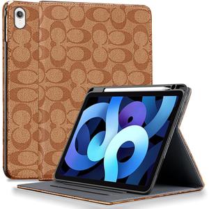 Designer Compatible with iPad (A16) 11th Generation Case 11 Inch 2025,iPad 10th Generation Case 10.9 Inch 2022,Slim Stand PU Leather,with Pencil Holder and Soft TPU Back,Auto Sleep/Wake-Brown