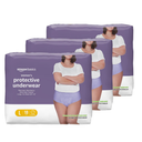 Amazon Basics Incontinence & Postpartum Underwear for Women, Maximum Absorbency, Large, 54 Count, 3 Packs of 18 