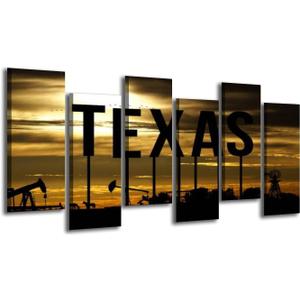 Large 6 Piece Canvas Wall Art Painting An oil field in Texas Modern Prints Giclee Stretched and Framed Picture for Home Living room Office Decor